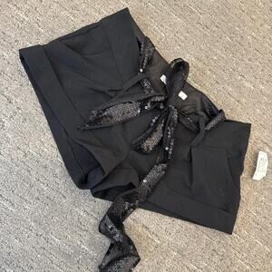 Insane vintage y2k low rise black sailor mini dress shorts with sequin belt NWT